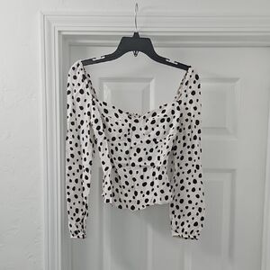 Reformation Black and White Polka Dot Blouse